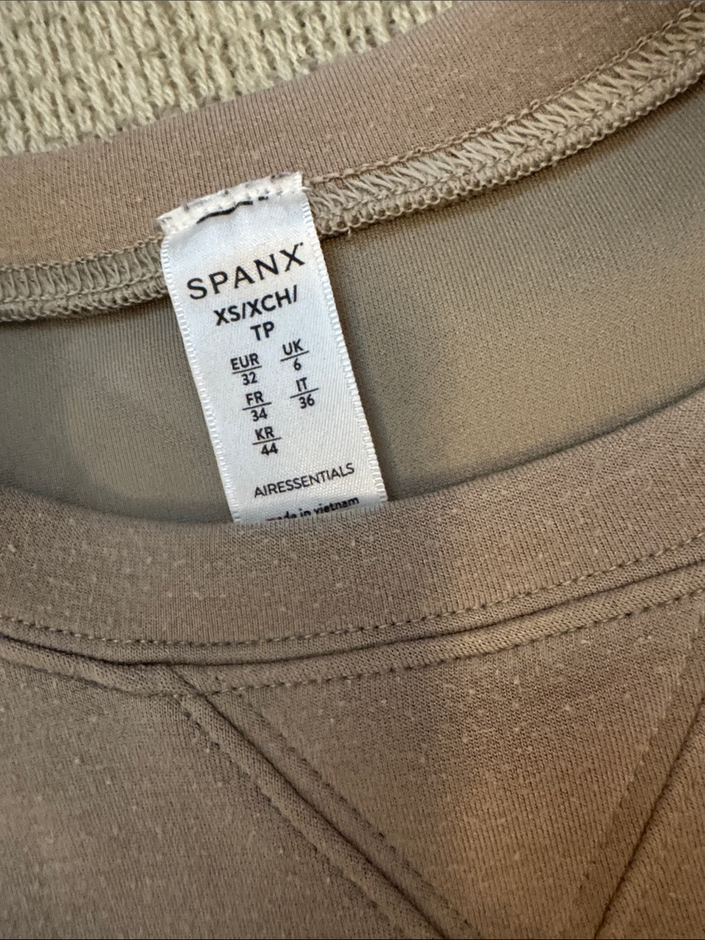 Spanx AirEssentials Taupe Crewneck Sweatshirt XS Soft Luxe Pullover - Picture 2 of 3
